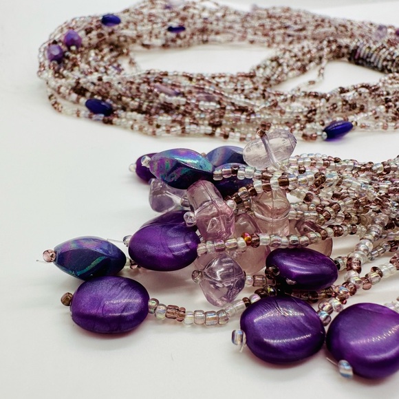 Long Purple Bead Tassel Wrap Belt - Picture 4 of 17